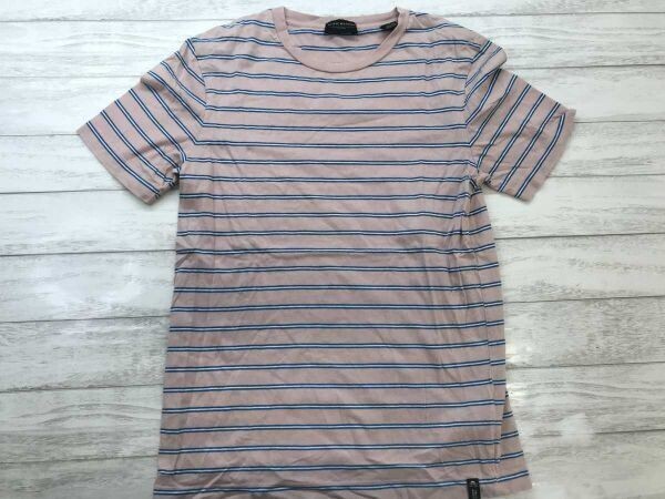 スコッチ&ソーダ SCOTCH&SODA オールドスクール アメカジ サーフ パターンボーダー 半袖Tシャツ メンズ コットン100% S ピンク拍卖