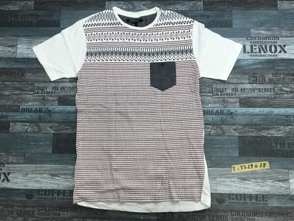 21 MEN メンズ ニット風 柄プリント 半袖Tシャツ 小さいサイズ XS 白拍卖