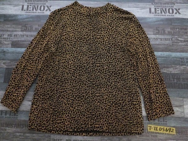 demirienne レディース ヒョウ柄 ハイネック アセテート・ポリウレタン カットソー M-L 茶色拍卖