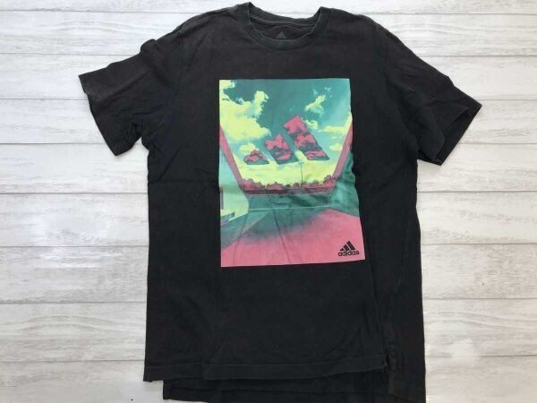 アディダス adidas スポーツ ストリート カルチャー アート スタジアム グラウンド 雲 HEAT グラフィック 半袖Tシャツ メンズ L 黒拍卖