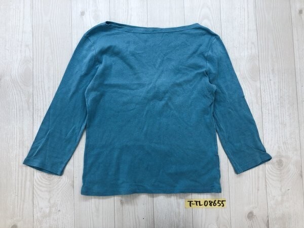 UNITED COLORS OF BENETTON ベネトン レディース ボートネック調 七分袖 カットソー S 青緑拍卖