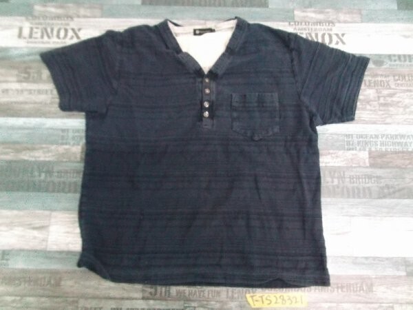 Graceful Days メンズ ヘンリーネック 重ね履き風 カットソー L 紺拍卖