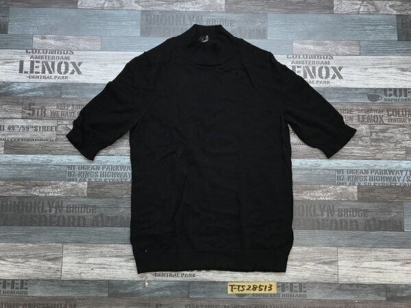 BANANA REPUBLIC バナナリパブリック レディース ウール ハイネック 半袖ニットソー S 黒拍卖