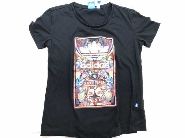 アディダス adidas スポーツ ストリート トレフォイル 三つ葉 クジャク 孔雀 ピーコック 半袖Tシャツ レディース 綿混合 M 黒拍卖