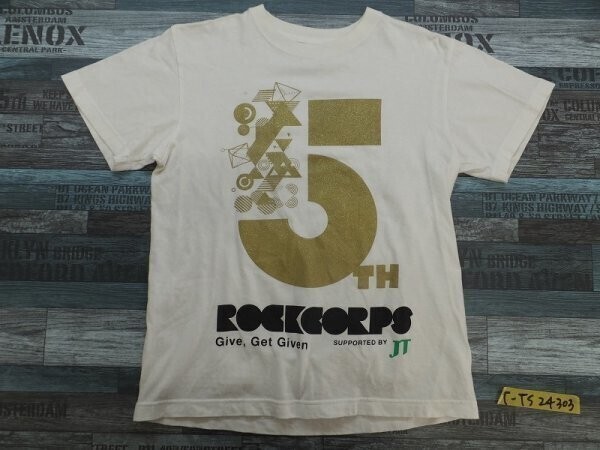ROCK CORPS SUPPORTED BY JT メンズ レディース 5th 半袖Tシャツ S 白金黒拍卖