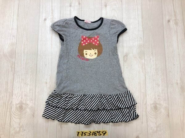 Hot Biscuits Cocoa キッズ 女の子プリント ティアードフリル ワンピース 110 杢グレー拍卖