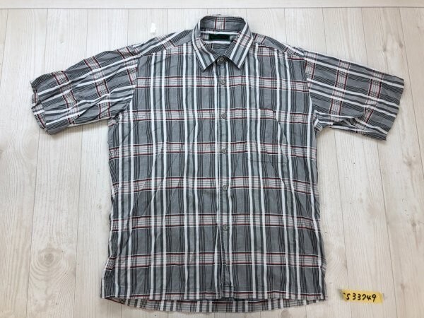 SABBATICAL メンズ チェック 胸ポケット 半袖シャツ L グレー赤拍卖