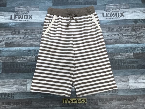 vif レディース ボーダー 薄手 スウェットハーフパンツ M 茶白拍卖
