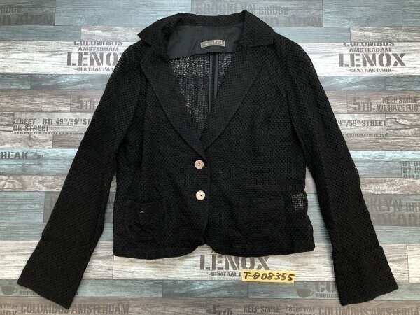 Lapis lazuli レディース 透け メッシュ 綿 薄手 ジャケット 9 黒拍卖