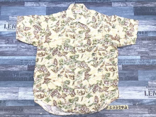 SPRAZZO JEANS メンズ 日本製 ボタニカル レーヨン 半袖シャツ F 黄色拍卖