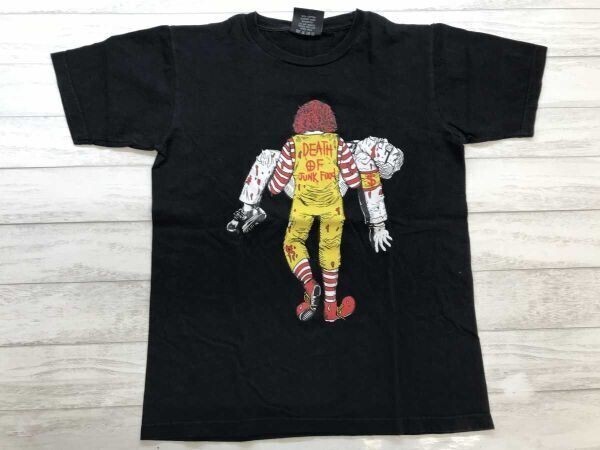 UNFLEDGED アメカジ グランジ アイロニー おもしろ マクドナルドvsケンタッキー DEATH OF JUNK FOOD 半袖Tシャツ メンズ M 黒拍卖