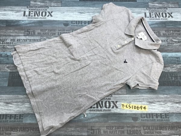 AMERICAN EAGLE アメリカンイーグル レディース ワンポイントロゴ 丈長め ポロシャツ S グレー拍卖