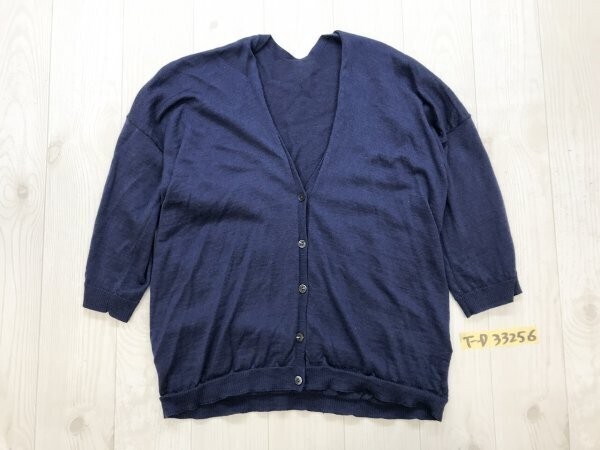 UNIQLO ユニクロ レディース 七分袖 ウール混 カーディガン S 青拍卖
