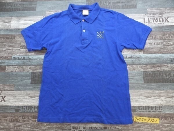 PRIVETE JAPAN AI メンズ シルバーアクセショップ ロゴ刺繍 半袖ポロシャツ M 青拍卖