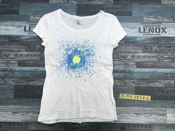PETIT BATEAU プチバトー × HERVE’TULLET レディース ペイント プリント 半袖Tシャツ 白拍卖