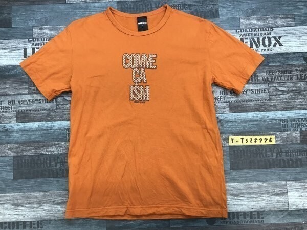 COMME CA ISM コムサイズム メンズ ロゴプリント 半袖Tシャツ M オレンジ拍卖