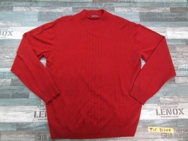 STUART KENT メンズ アクリル100% ハイネック ケーブルニットセーター 大きいサイズ LL 赤拍卖