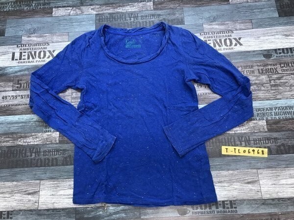 COEN コーエン レディース 混ネップ ロンT カットソー M 青拍卖