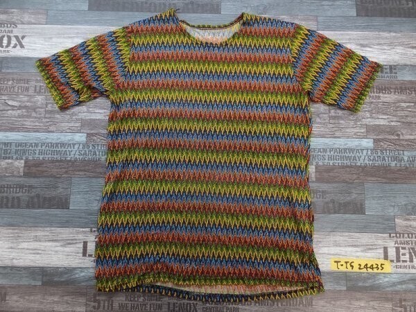 ETOILE SELECTION レディース ポリエステル ラメ エスニック 半袖Tシャツ バスト79-87 カラフル拍卖