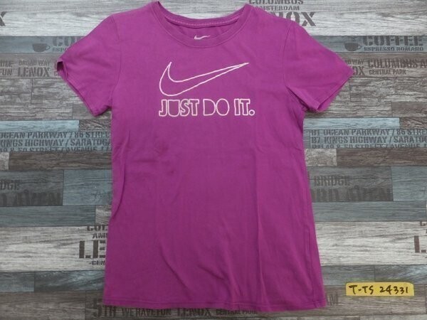 NIKE ナイキ レディース JUST DO IT ロゴプリント 半袖Tシャツ M 紫拍卖