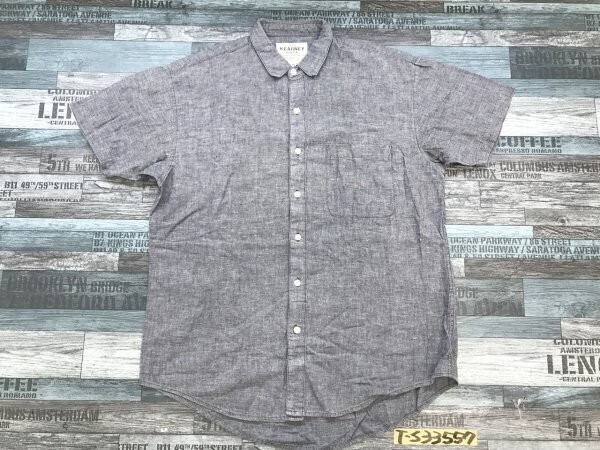 KEARNEY HOUSE メンズ コットン シャンブレ 半袖シャツ M グレー拍卖