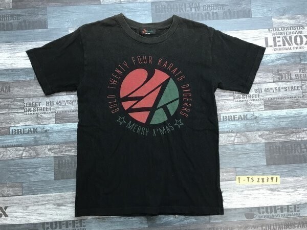 24karats メンズ 両面プリント クルーネック 半袖Tシャツ 黒拍卖