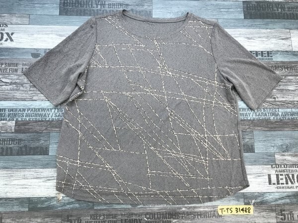 MISSEL レディース フロッキー柄 プリント 日本製 カットソー 大きいサイズ LL グレー拍卖