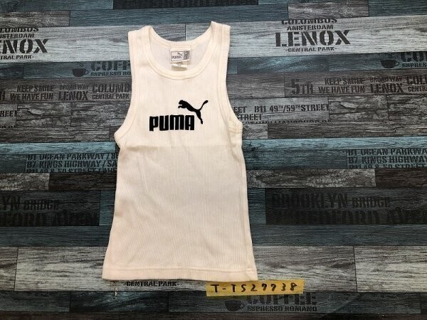 PUMA プーマ キッズ ビッグロゴプリント リブタンクトップ S 白拍卖