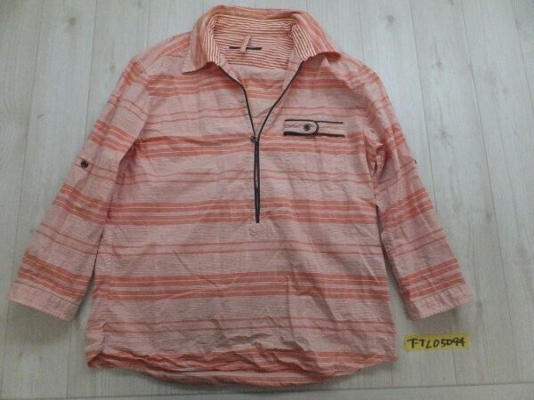 ABAHOUSE アバハウス メンズ ボーダー フェイクレザーパイピング オープンカラー袖2WAYシャツ 3 オレンジ白拍卖