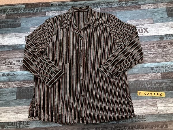 ノーブランド レディース カラフルストライプ ポリエステル 長袖シャツ 黒緑赤黄色拍卖