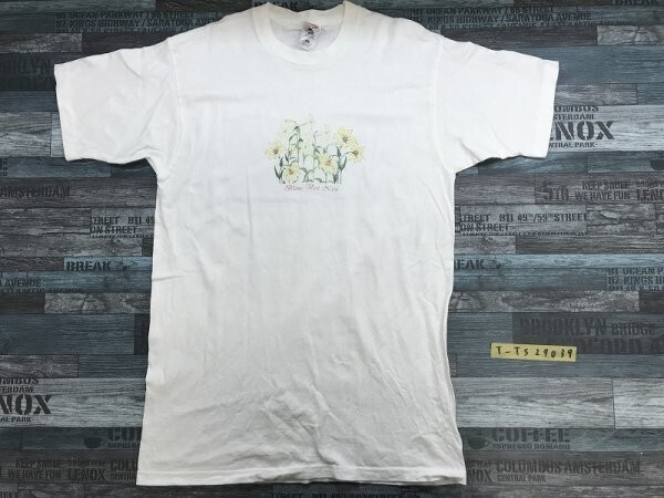 HEAVY メンズ 蓮の花 プリント 半袖Tシャツ L 白拍卖
