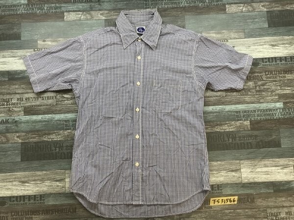 ABAHOUSE アバハウス メンズ ギンガムチェック 胸ポケット付き 半袖シャツ 2 青白拍卖