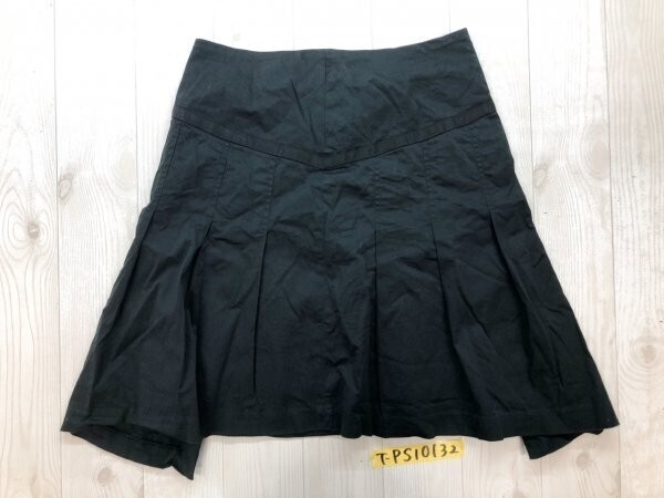 レディース バックジップ リボン付き プリーススカート 70 黒拍卖