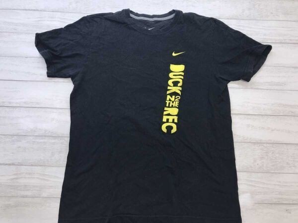 ナイキ NIKE アメカジ ストリート スポーツ 差し色プリント DUCK N2 THE REC 英字プリント 半袖Tシャツ メンズ コットン100% M 黒拍卖