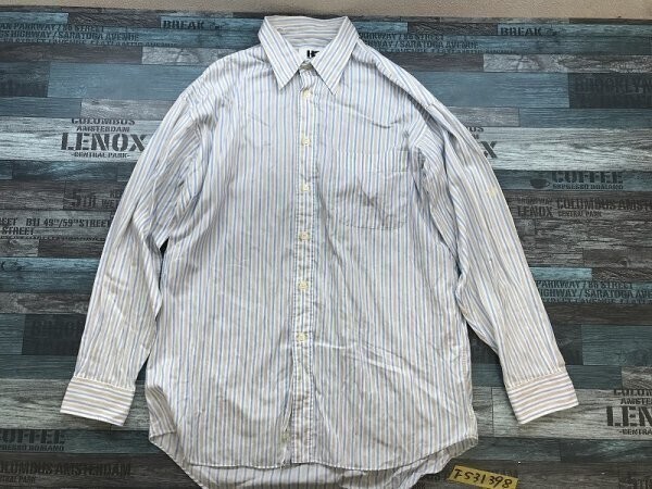 HIROKO KOSHINO ヒロココシノ メンズ ストライプ 日本製 長袖シャツ L 水色白グレー拍卖