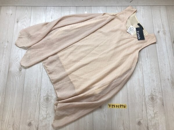 タグ付き新品!FARFALLE レディース ドット柄 シフォン フレア ノースリーブ チュニック M ベージュ拍卖