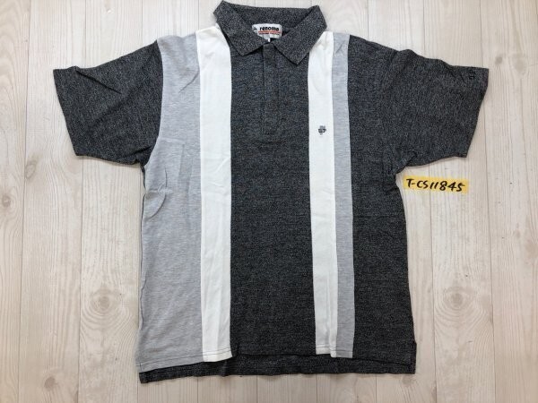 U.P renoma ユーピーレノマ メンズ ロゴ刺繍 半袖ポロシャツ M グレー系オフホワイト拍卖