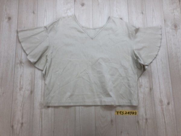 URBAN RESEARCH DOORS アーバンリサーチ レディース 日本製 袖フリル Vネック クロップド 半袖カットソー ONE 白グレー拍卖