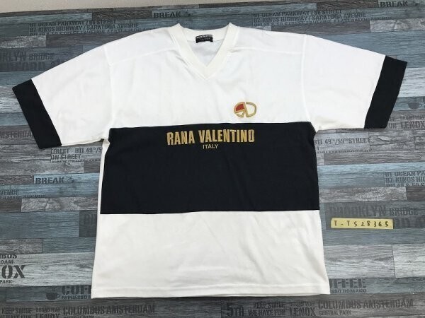 RANA VALENTINO メンズ イタリア製 Vネック メッシュ 半袖Tシャツ M 黒白拍卖