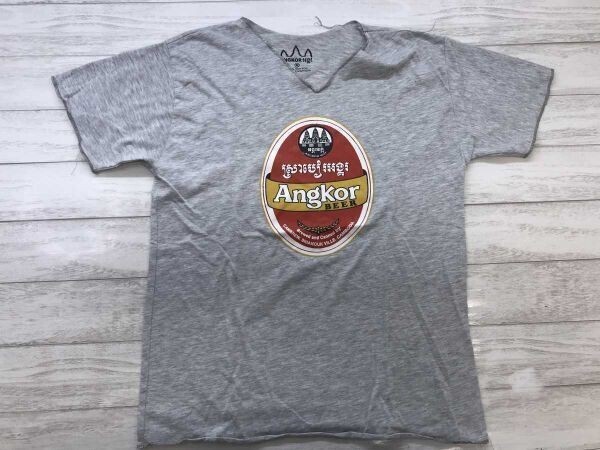 アンコールワット ANGKOR アンコールビール Angkor Beer カンボジア 東南アジア スーベニア お土産 半袖Tシャツ メンズ M グレー拍卖