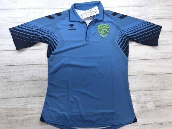 新品タグ付き ヒュンメル hummel スポーツ カレッジ 星槎国際 サッカー ユニフォーム 半袖ゲームシャツ ポリエステル100% M 青拍卖
