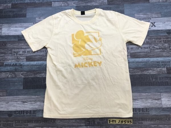 DISNEY ディズニー レディース ミッキープリント 半袖Tシャツ M 黄色クリーム拍卖