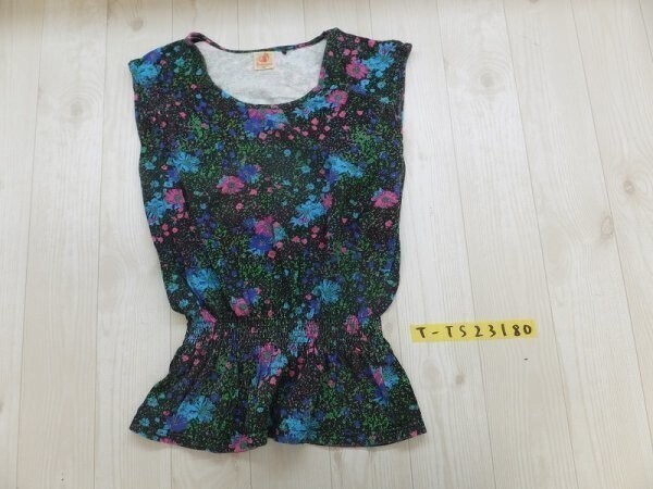 美品!BODY GLOVE ボディグローブ レディース 花総柄 シャーリングゴム切替え ノースリーブカットソー M 黒他拍卖