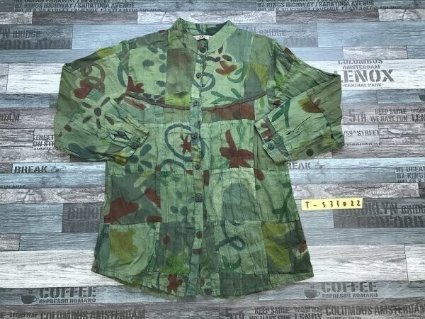 H-B レディース パッチワーク 薄手 半袖シャツ カーキ拍卖