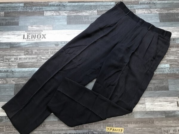 GRAND MONARCH メンズ ゴルフ ツータック テロテロ ポリエステルパンツ 85 紺拍卖