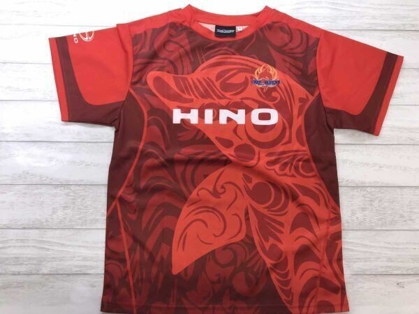 日野レッドドルフィンズ ラグビー フットボールクラブ 日野自動車 HINO イルカ総柄 ユニフォーム 半袖ゲームTシャツ ポリエステル100% S 赤拍卖