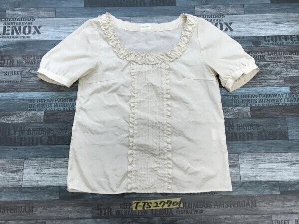 MELROSE メルローズ レディース 日本製 フリルドット 薄手 カットソー ベージュ拍卖
