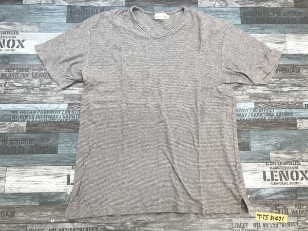 INTERMEZZO インターメッツォ メンズ ボーダー織り 半袖Tシャツ 大きいサイズ LL グレー拍卖