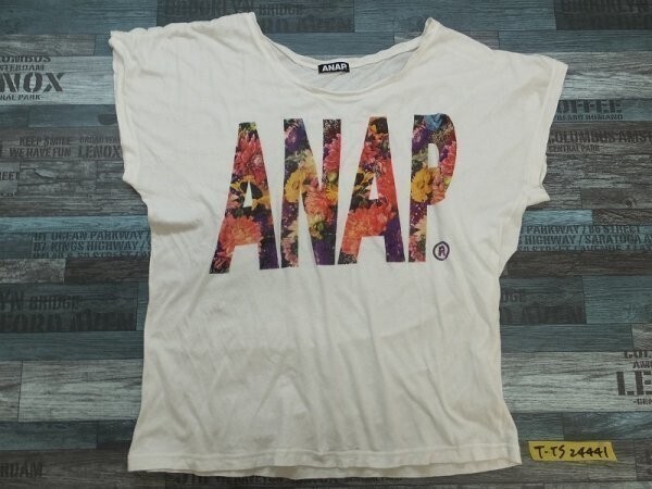 ANAP アナップ レディース フラワーロゴプリント 半袖Tシャツ M 白拍卖