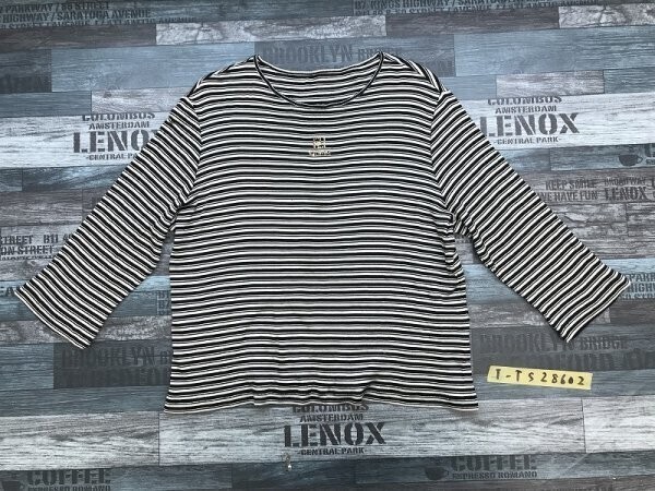 bruno piattelli レディース ライトストーン付き ニットボーダーカットソー 白黒拍卖